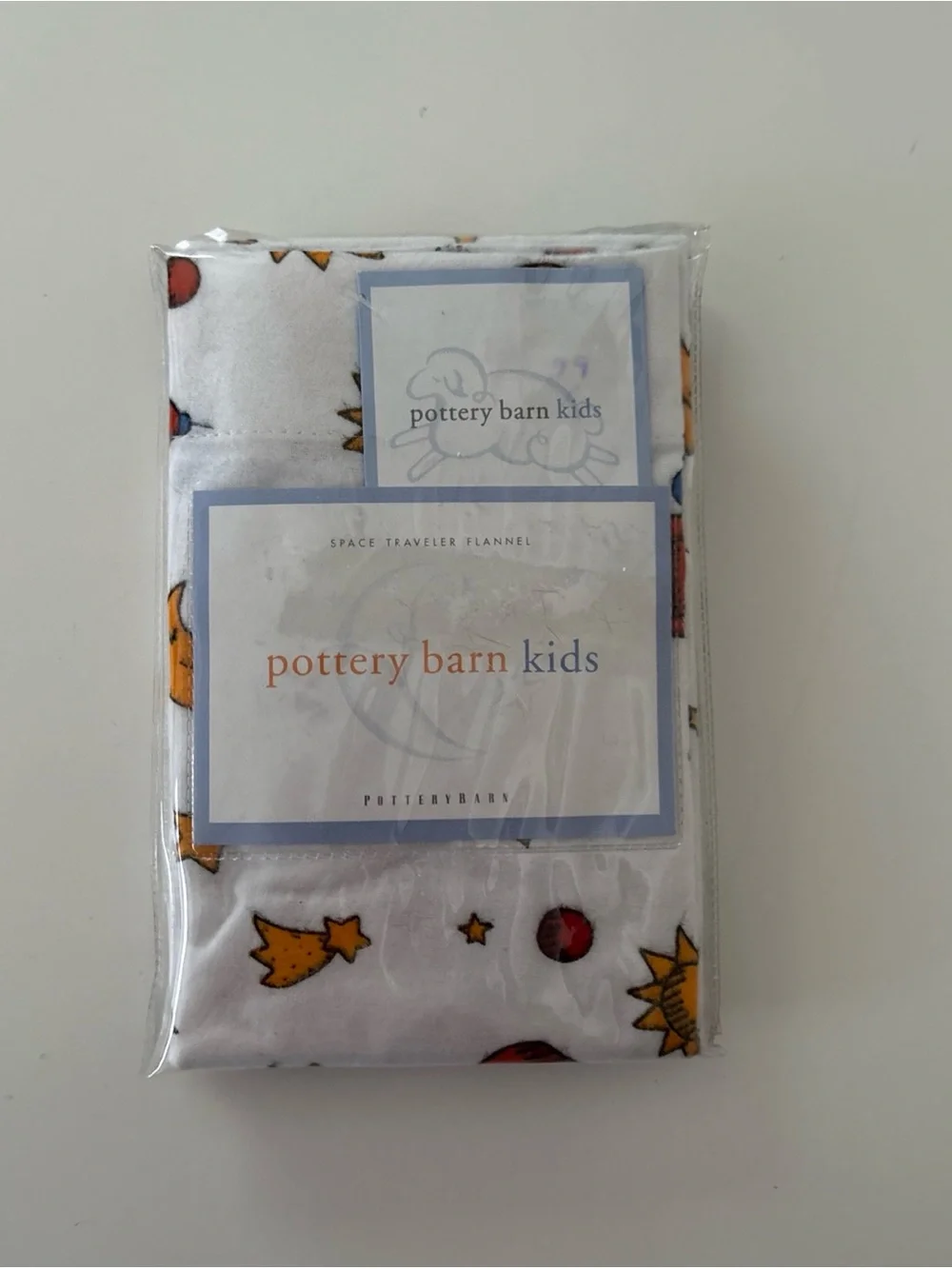Pottery Barn Kids Crib Size Pillowcase White Space Traveler Flannel Lot of 2